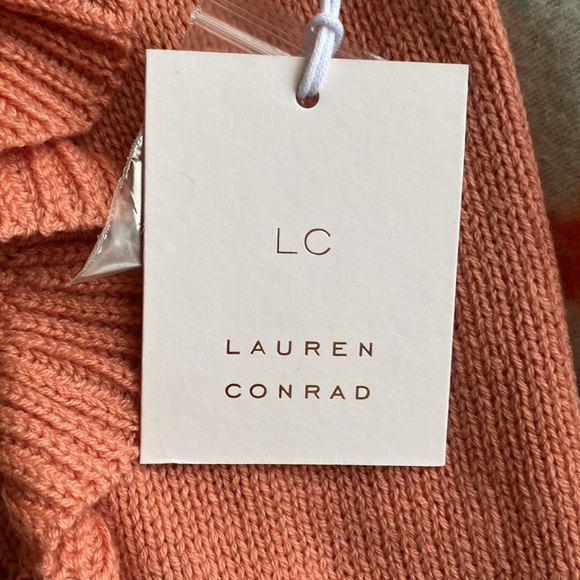 NWT LC Lauren Conrad Women’s XS Coral Pointelle Ruffle Cardigan - Picture 4 of 7